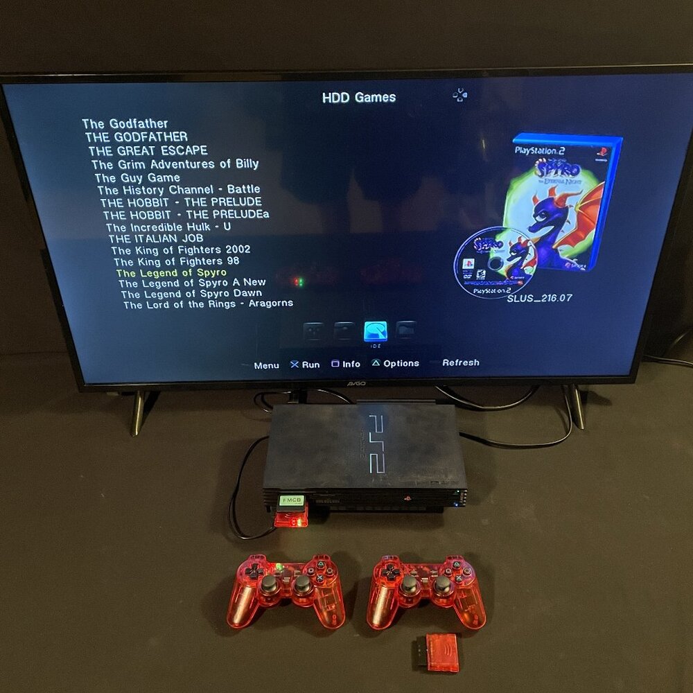 Playstation 2 Ps2 4TB Drive, Red Wireless Controllers, Games, Hdmi With Accessor